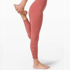 RARE lululemon HR Tight 25” Brier Rose light salmon keyhole ankle ventilation 6